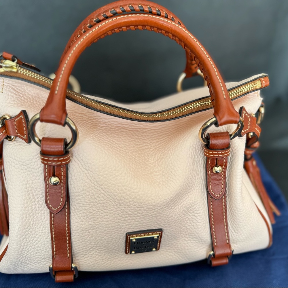 Dooney & Bourke Blush and Brown Satchel with Leather Accents